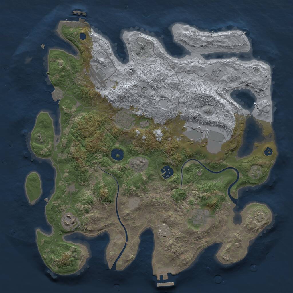 Rust Map: Procedural Map, Size: 3500, Seed: 687153291, 13 Monuments