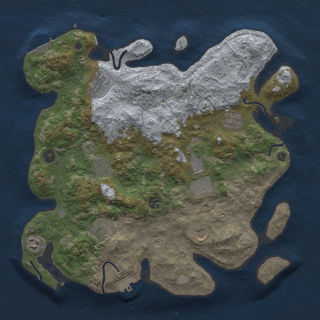 Rust Map: Procedural Map, Size: 3750, Seed: 701626072, 17 Monuments