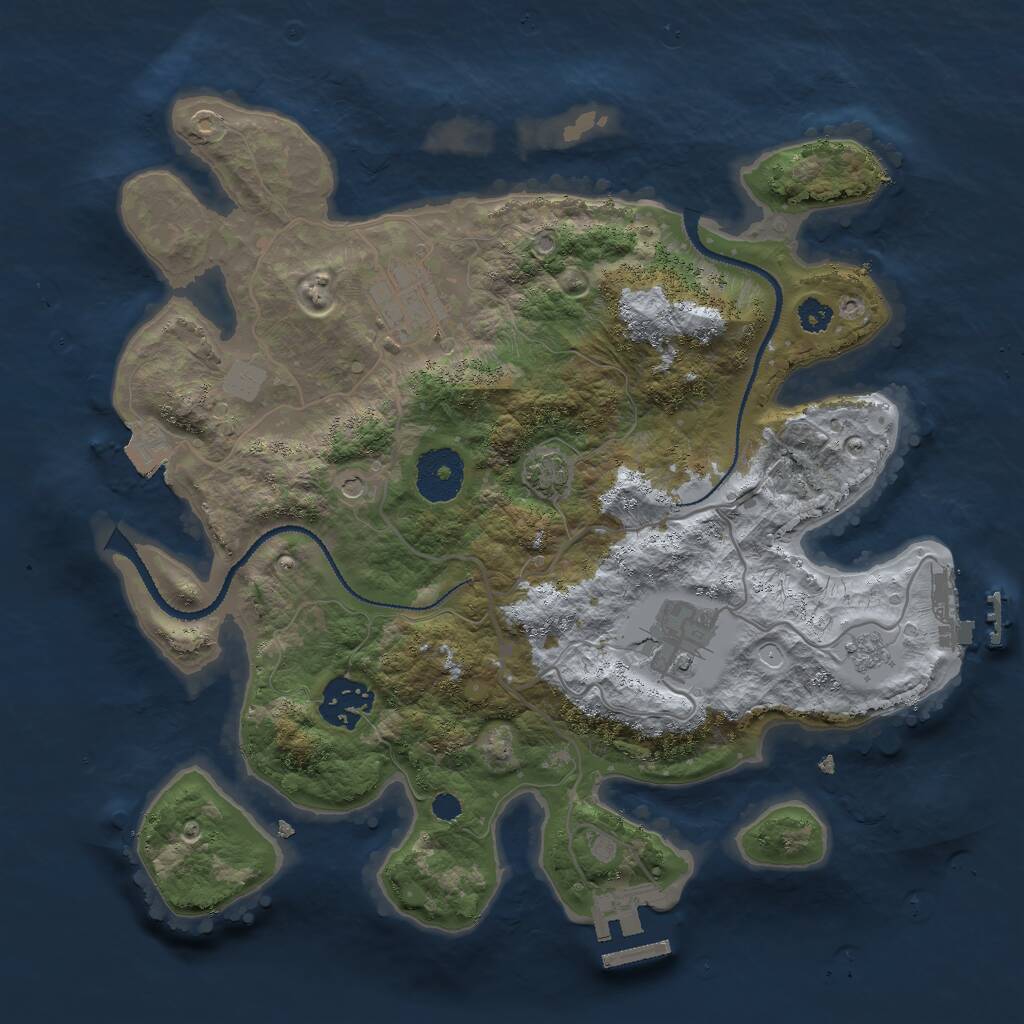 Rust Map: Procedural Map, Size: 3000, Seed: 29794, 9 Monuments