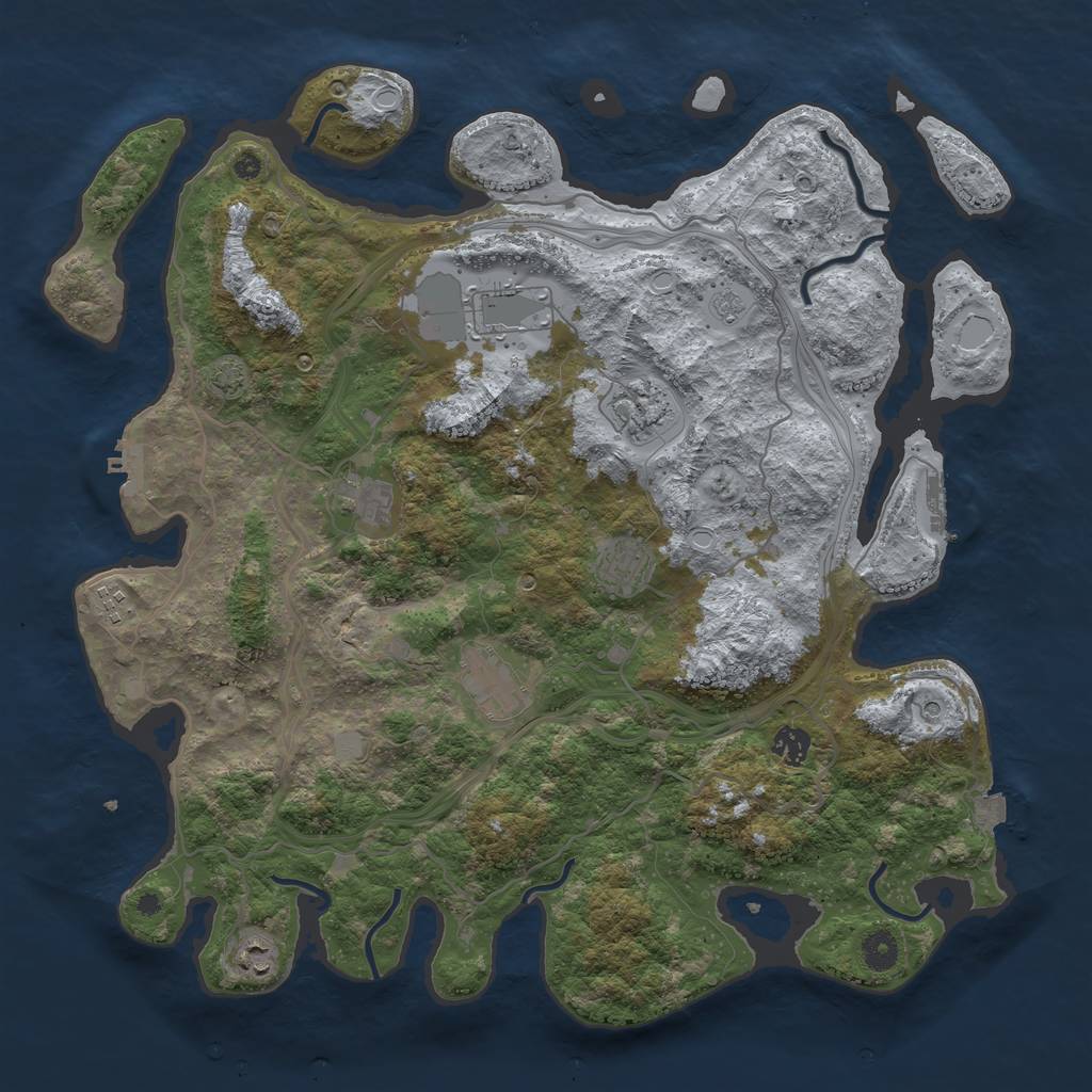 Rust Map: Procedural Map, Size: 4250, Seed: 802134102, 16 Monuments