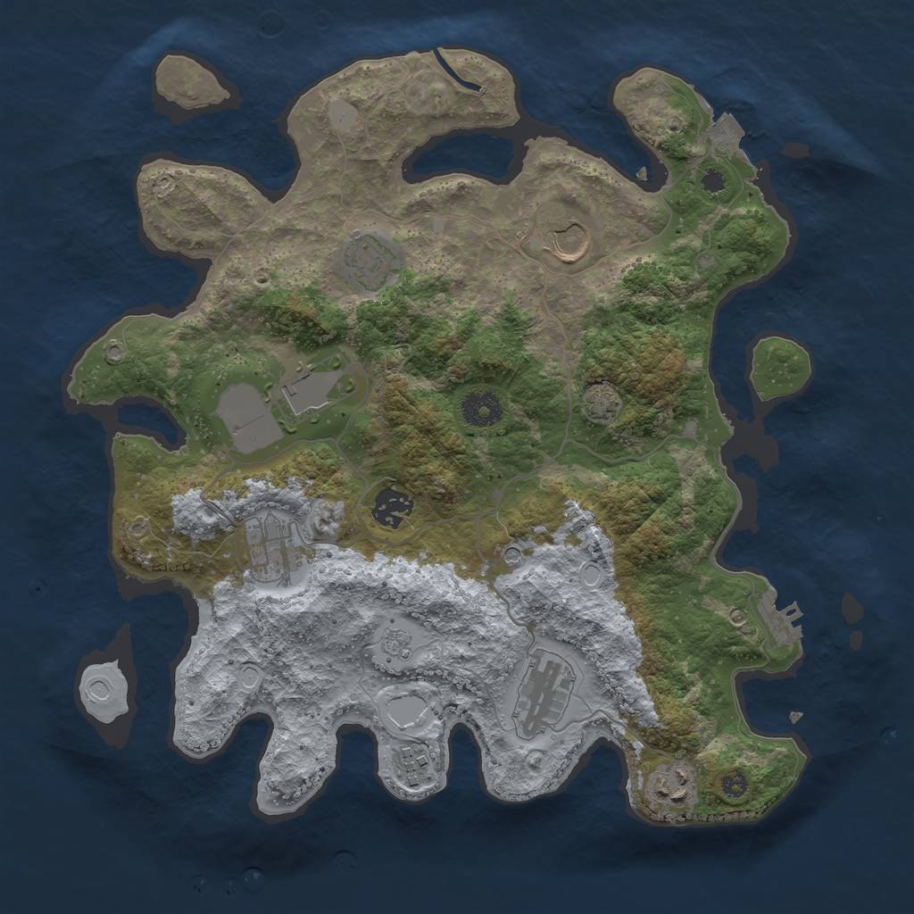 Rust Map: Procedural Map, Size: 3500, Seed: 8225, 15 Monuments