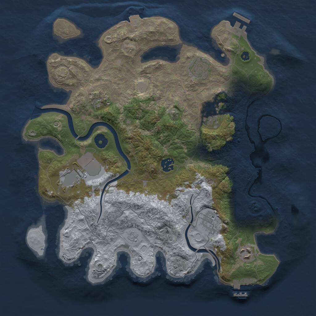 Rust Map: Procedural Map, Size: 3500, Seed: 8225, 14 Monuments