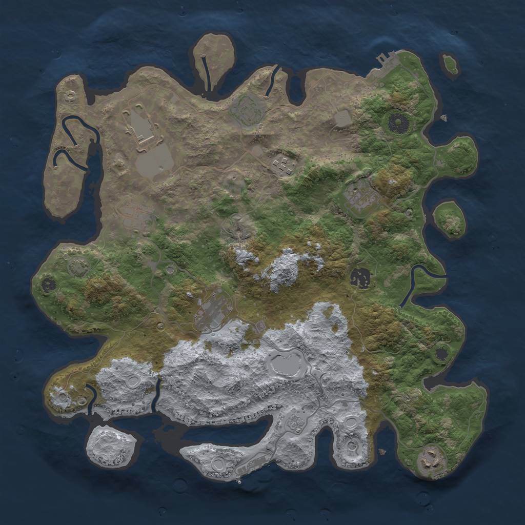 Rust Map: Procedural Map, Size: 3750, Seed: 94293311, 16 Monuments
