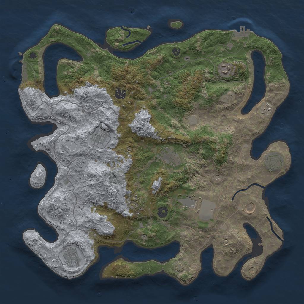 Rust Map: Procedural Map, Size: 4000, Seed: 1396796866, 18 Monuments