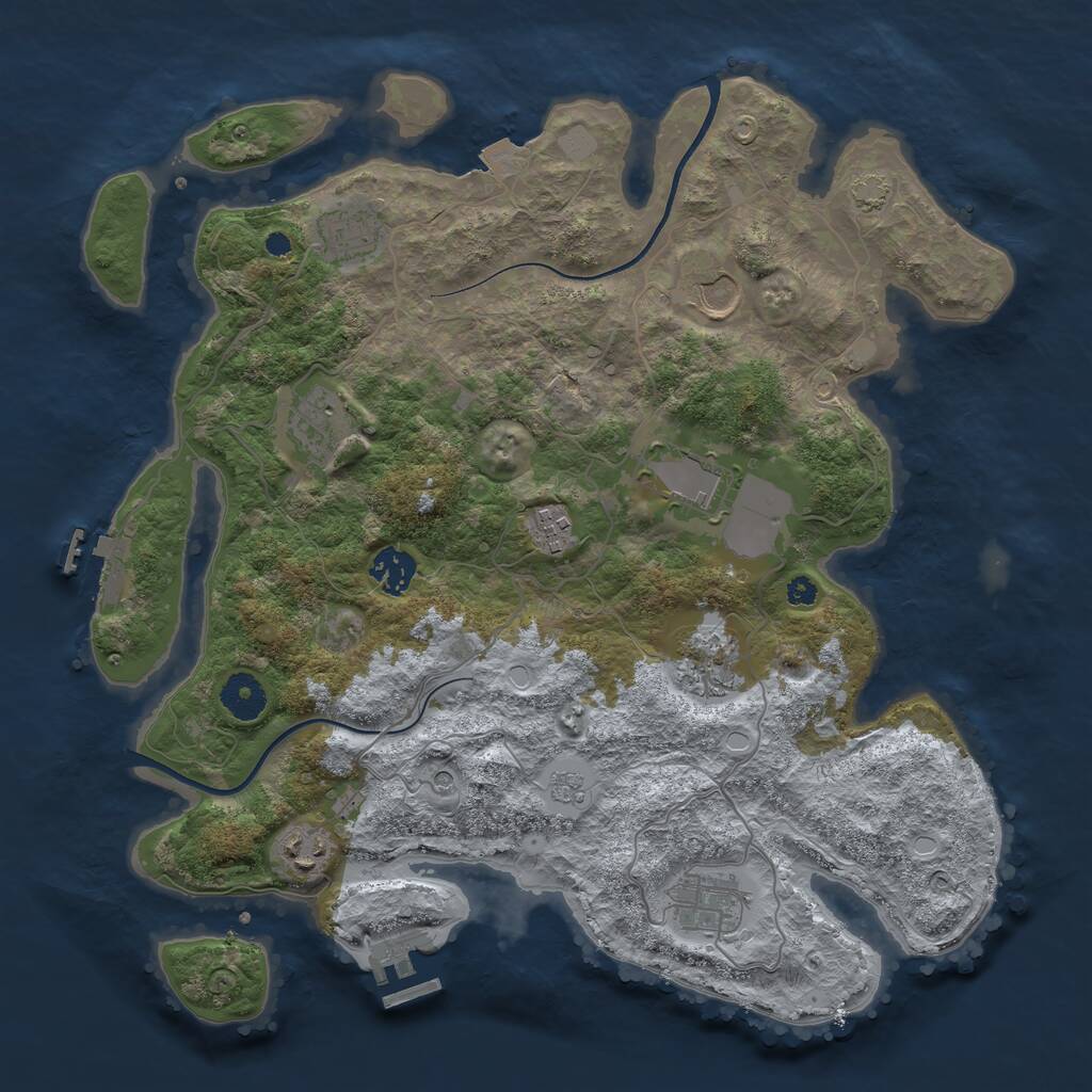 Rust Map: Procedural Map, Size: 3650, Seed: 399475837, 15 Monuments