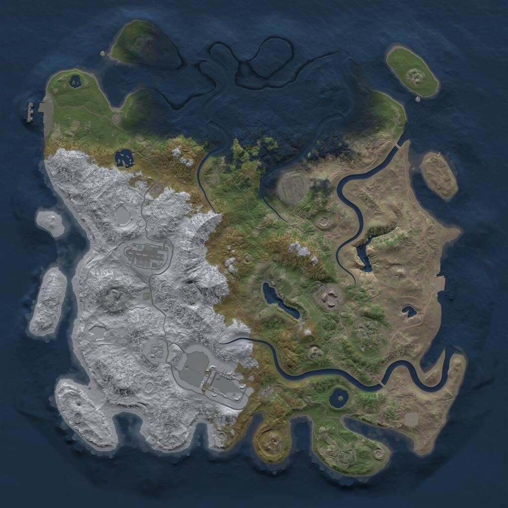 Rust Map: Procedural Map, Size: 4000, Seed: 25412423, 12 Monuments