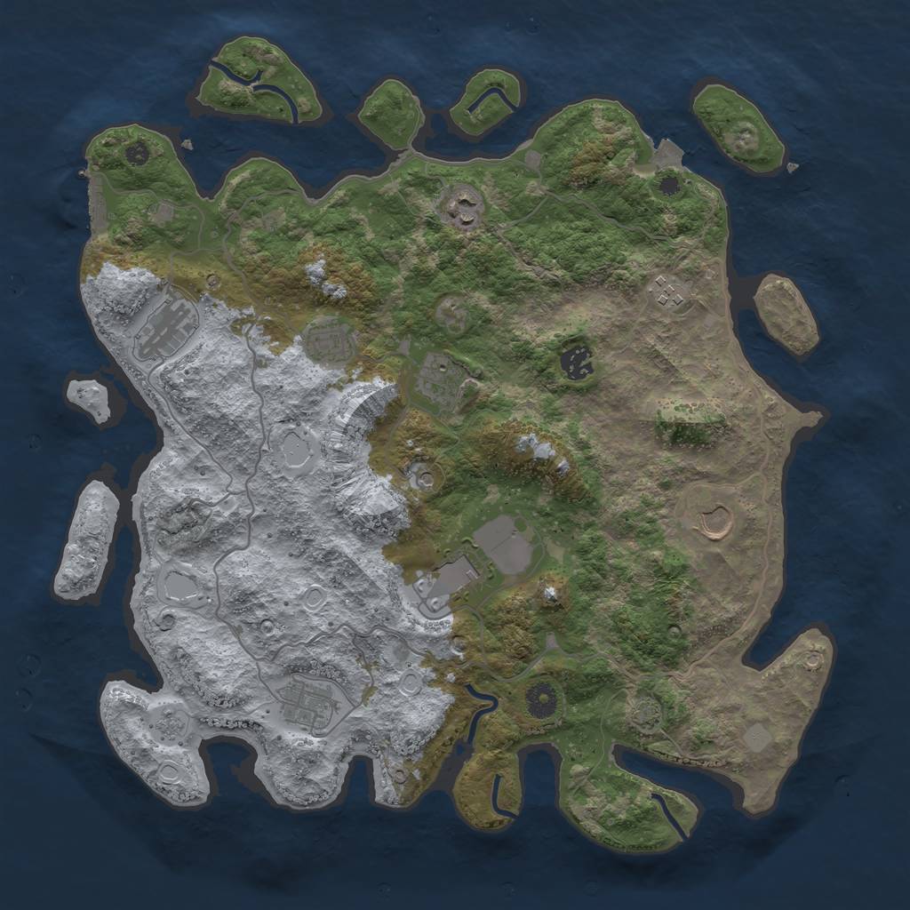 Rust Map: Procedural Map, Size: 4000, Seed: 25412423, 16 Monuments