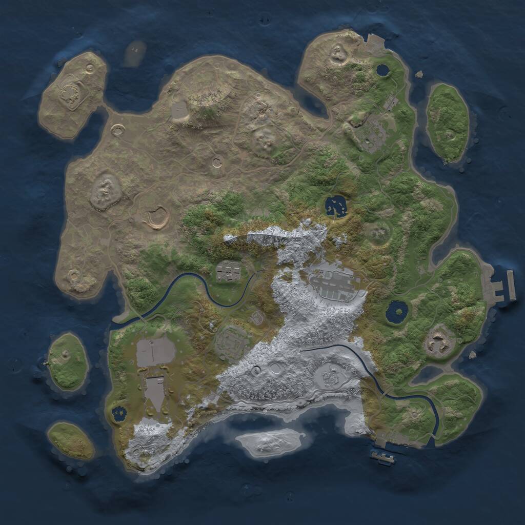 Rust Map: Procedural Map, Size: 3500, Seed: 773806033, 14 Monuments