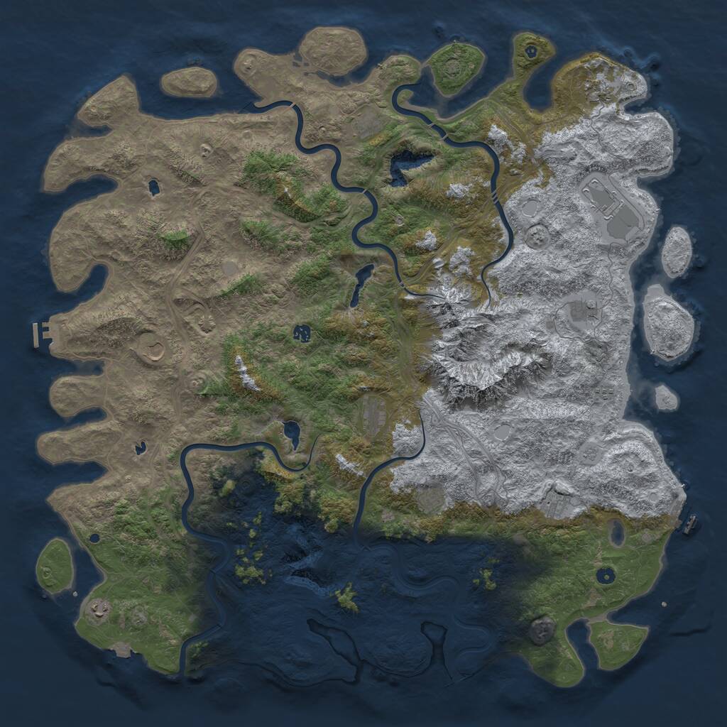 Rust Map: Procedural Map, Size: 6000, Seed: 2109205639, 17 Monuments