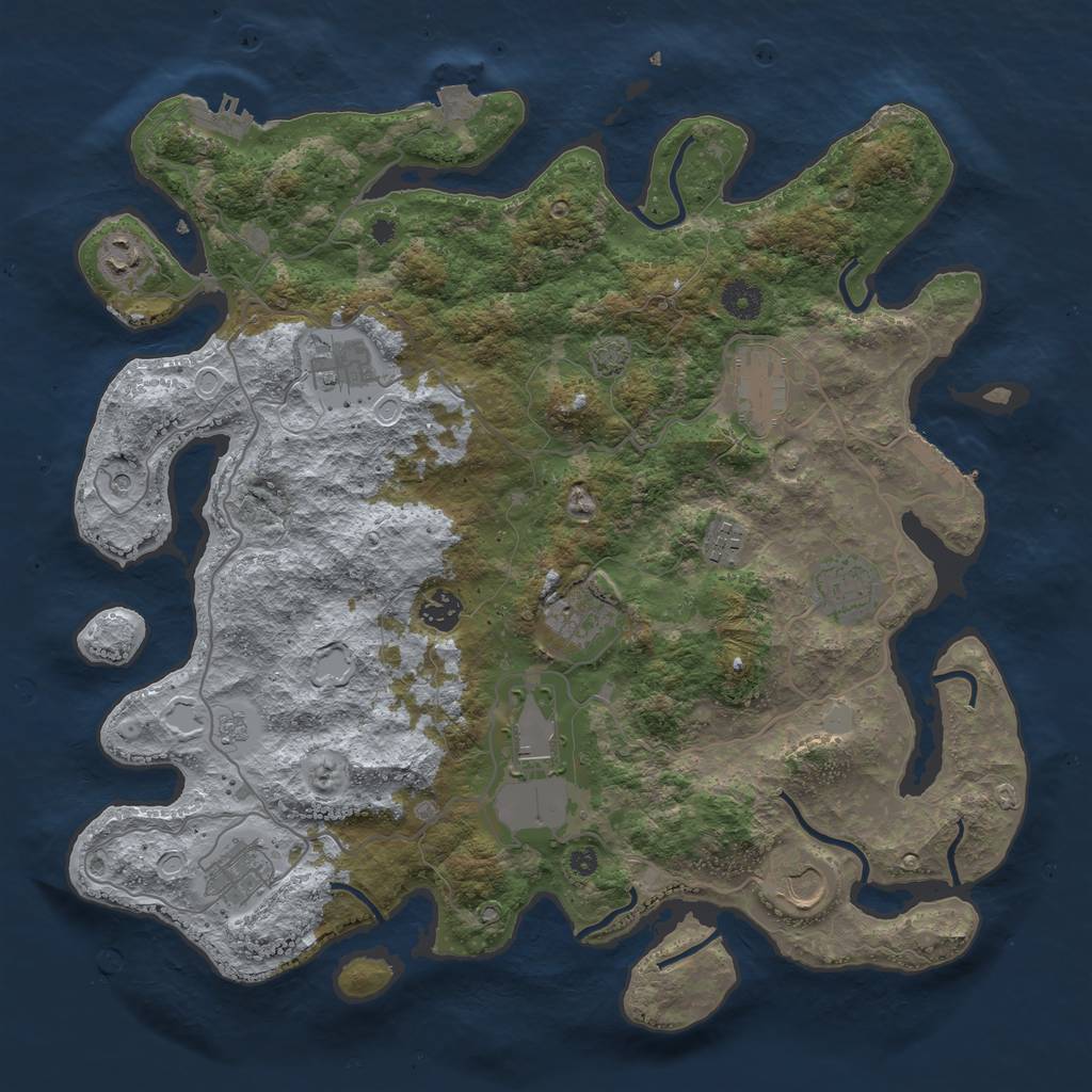 Rust Map: Procedural Map, Size: 4000, Seed: 1875, 18 Monuments