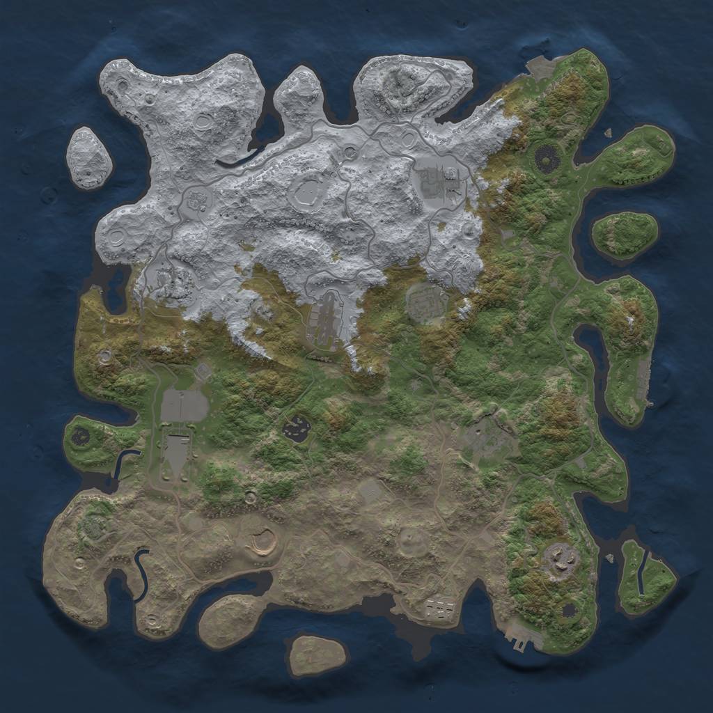Rust Map: Procedural Map, Size: 4000, Seed: 1885163235, 18 Monuments