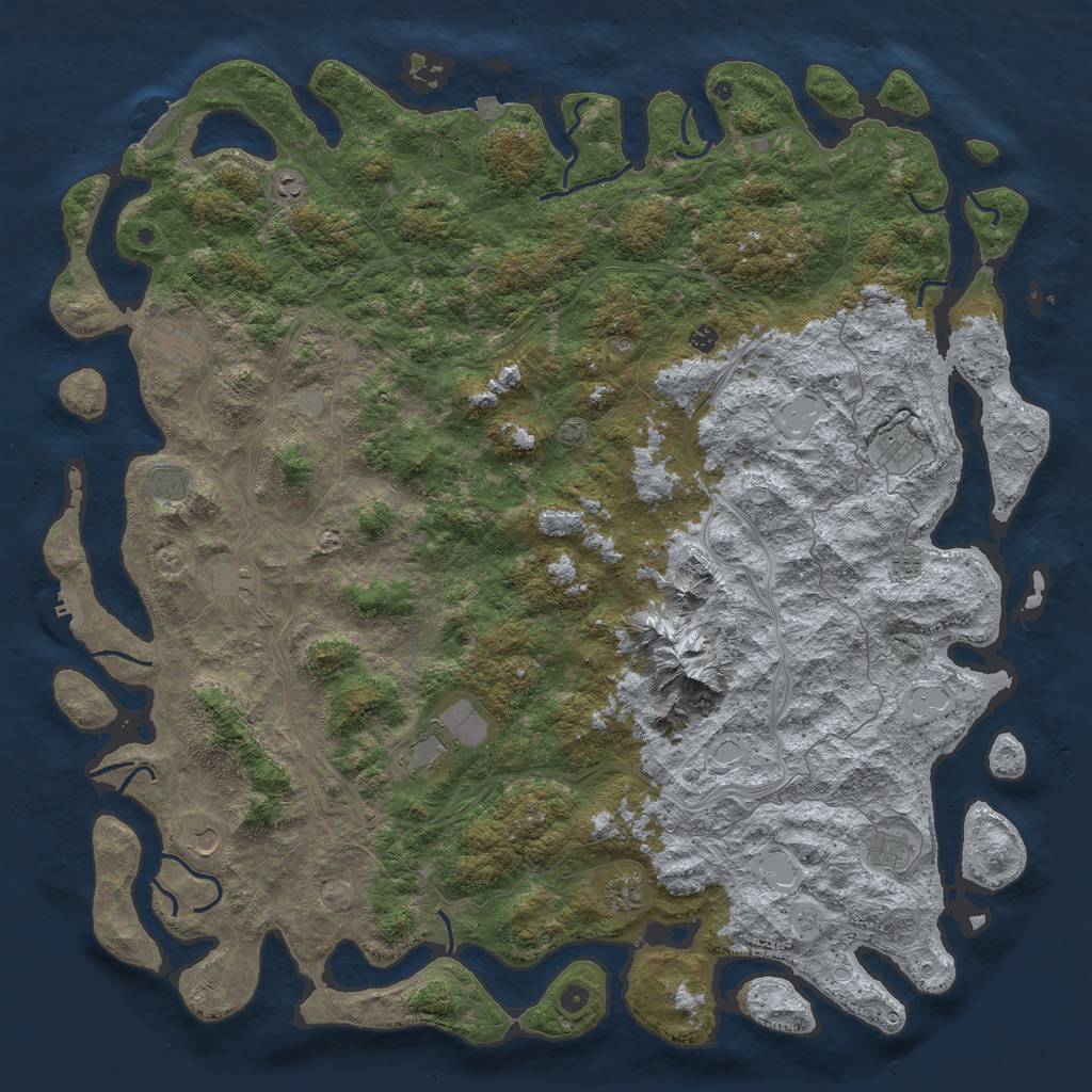 Rust Map: Procedural Map, Size: 6000, Seed: 1390579877, 19 Monuments