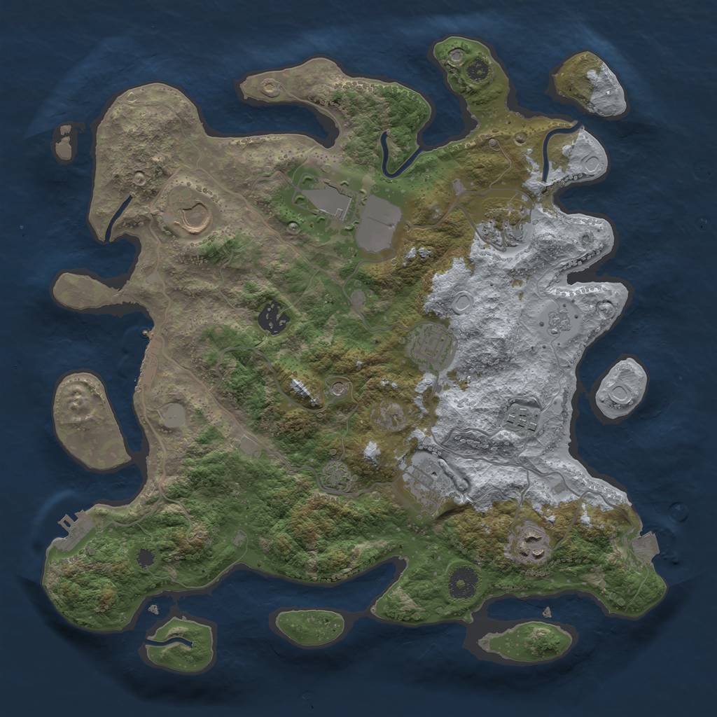 Rust Map: Procedural Map, Size: 3500, Seed: 985778052, 16 Monuments