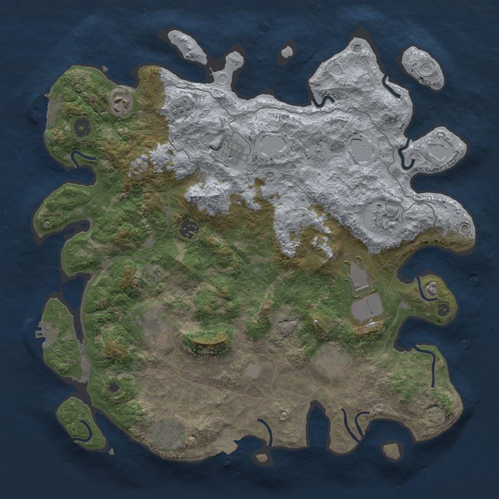 Rust Map: Procedural Map, Size: 4100, Seed: 3278212, 17 Monuments