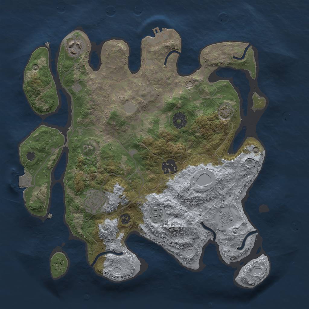Rust Map: Procedural Map, Size: 3000, Seed: 5114, 10 Monuments