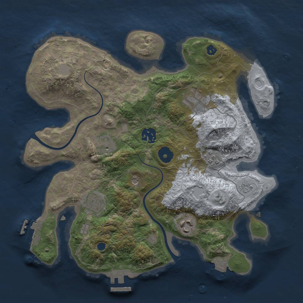 Rust Map: Procedural Map, Size: 3000, Seed: 1689095601, 11 Monuments