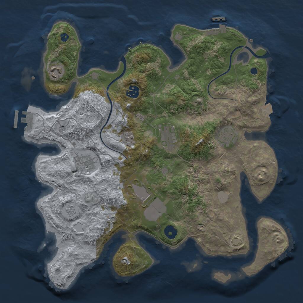 Rust Map: Procedural Map, Size: 3500, Seed: 41807859, 13 Monuments