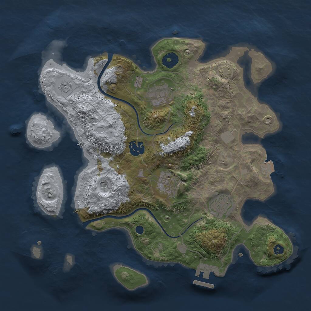 Rust Map: Procedural Map, Size: 3000, Seed: 65587, 9 Monuments