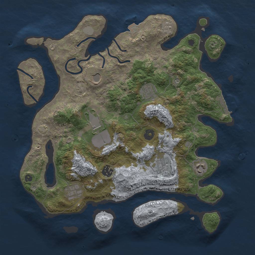 Rust Map: Procedural Map, Size: 3500, Seed: 73316177, 14 Monuments