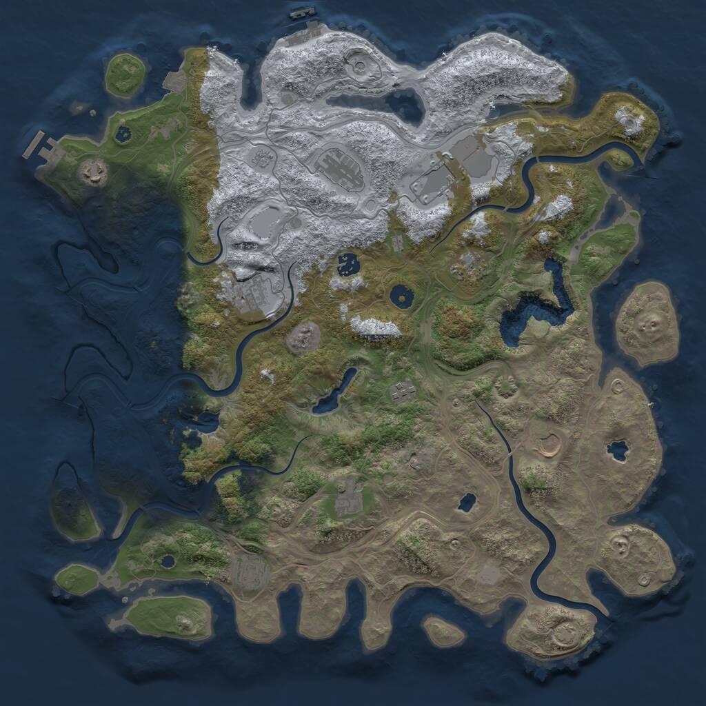 Rust Map: Procedural Map, Size: 4500, Seed: 1248030574, 16 Monuments