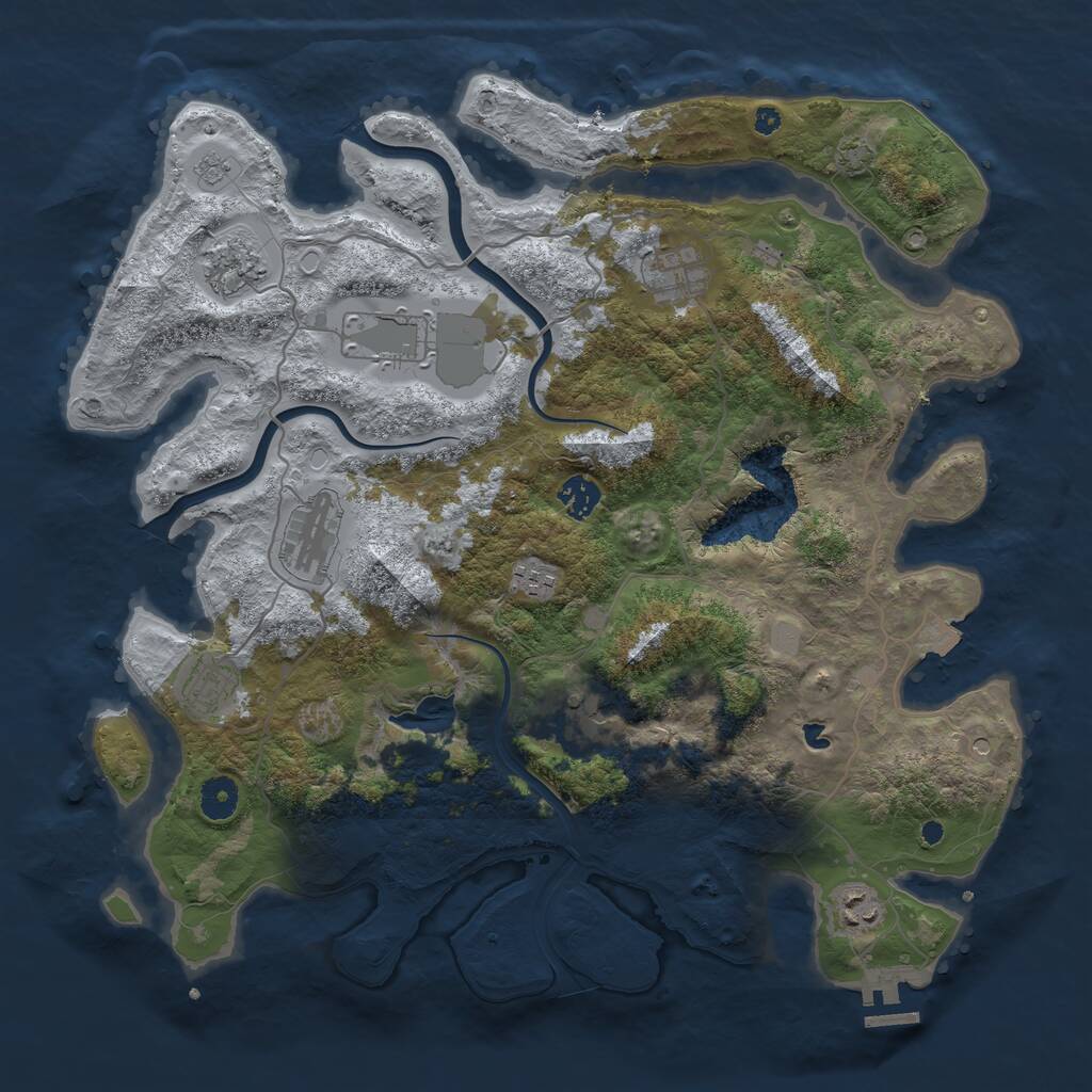 Rust Map: Procedural Map, Size: 4000, Seed: 6666289, 14 Monuments