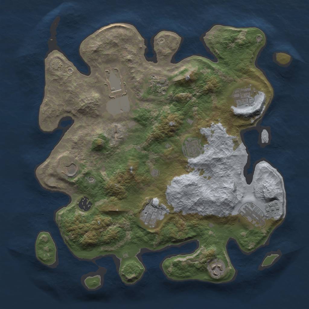 Rust Map: Barren, Size: 3500, Seed: 817355211, 14 Monuments