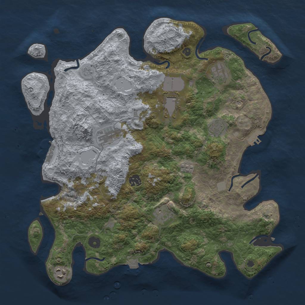 Rust Map: Procedural Map, Size: 3800, Seed: 31604045, 16 Monuments