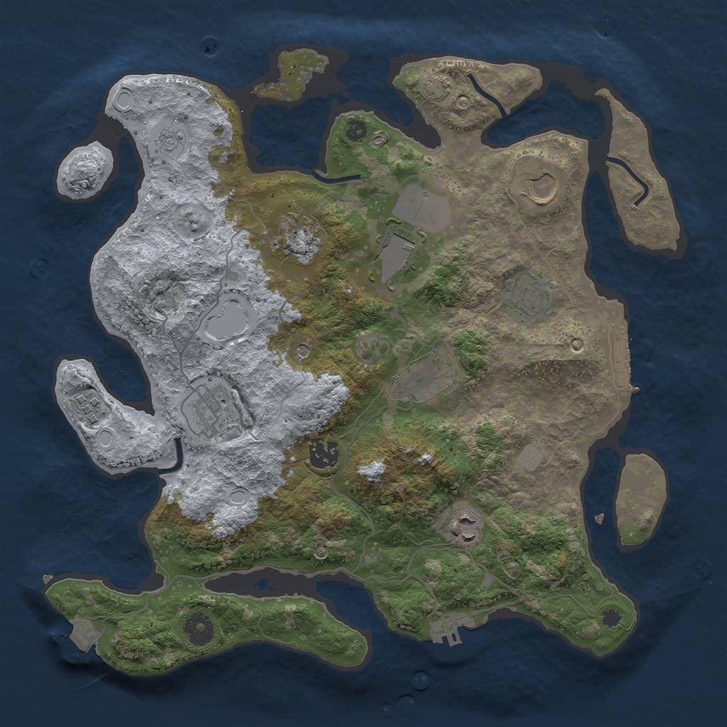 Rust Map: Procedural Map, Size: 3501, Seed: 1441133105, 17 Monuments
