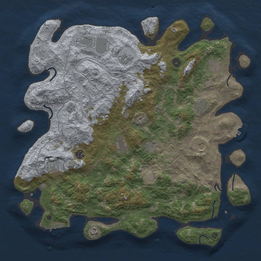 Rust Map: Procedural Map, Size: 4500, Seed: 32213, 19 Monuments