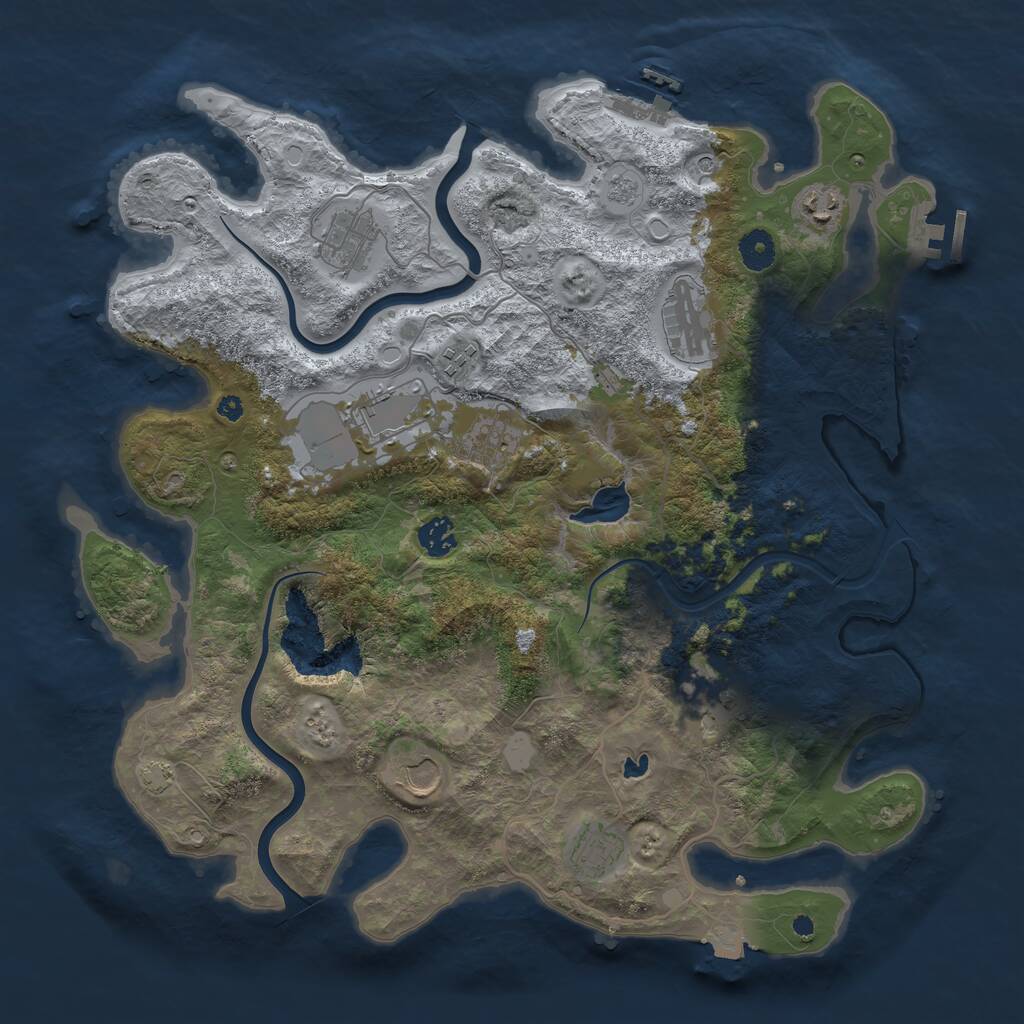 Rust Map: Procedural Map, Size: 4000, Seed: 4333, 16 Monuments