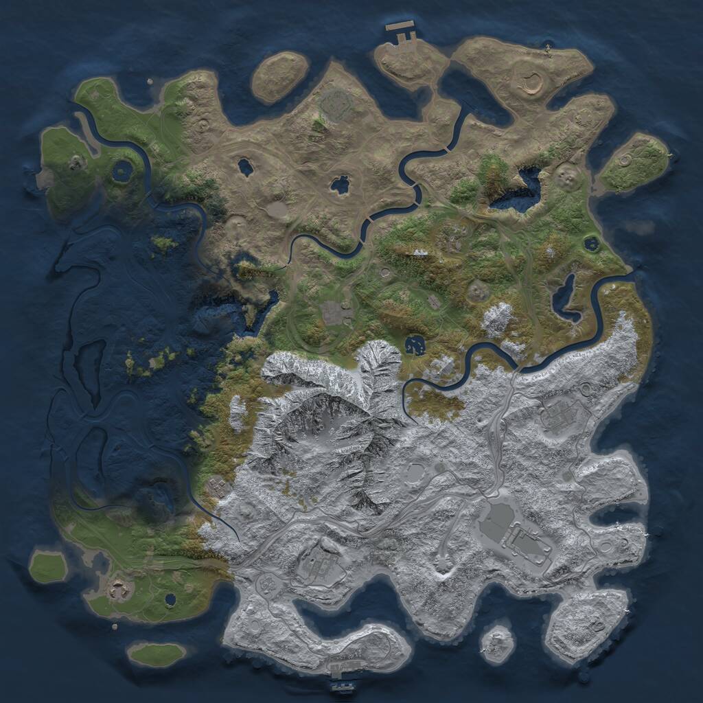 Rust Map: Procedural Map, Size: 5000, Seed: 121806600, 16 Monuments