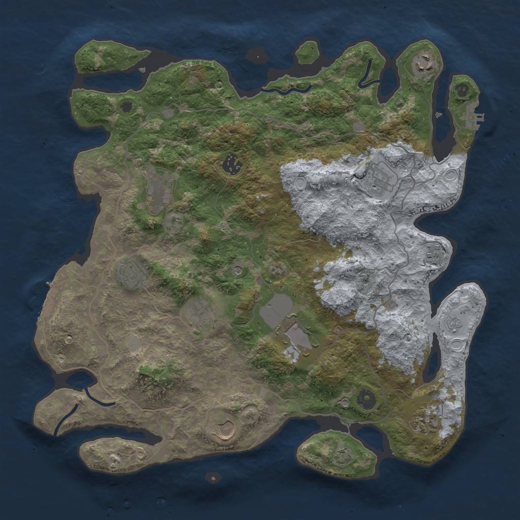 Rust Map: Procedural Map, Size: 4000, Seed: 550150851, 18 Monuments