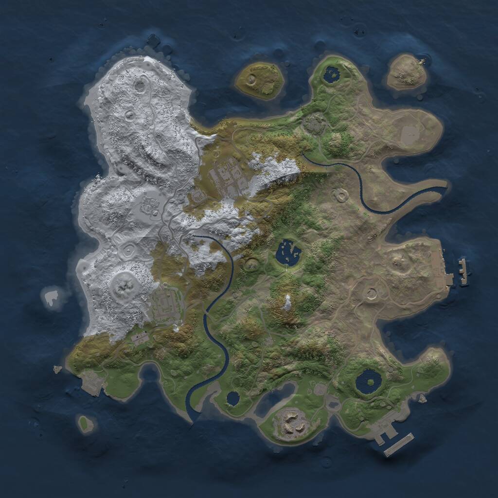 Rust Map: Procedural Map, Size: 3000, Seed: 28663, 10 Monuments