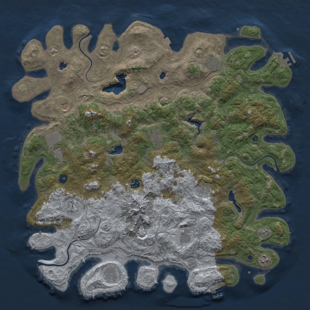 Rust Map: Procedural Map, Size: 5000, Seed: 87642, 17 Monuments