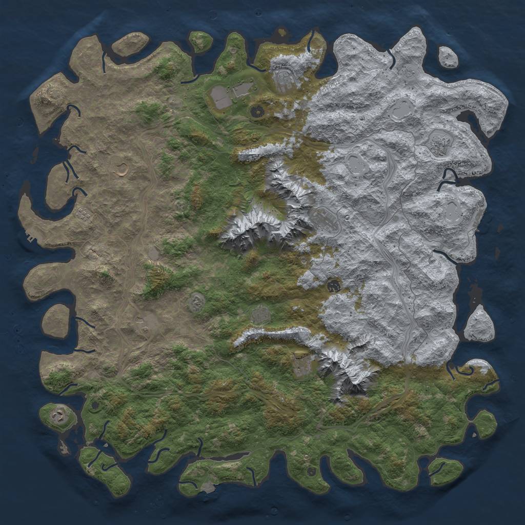 Rust Map: Procedural Map, Size: 6000, Seed: 4096, 19 Monuments