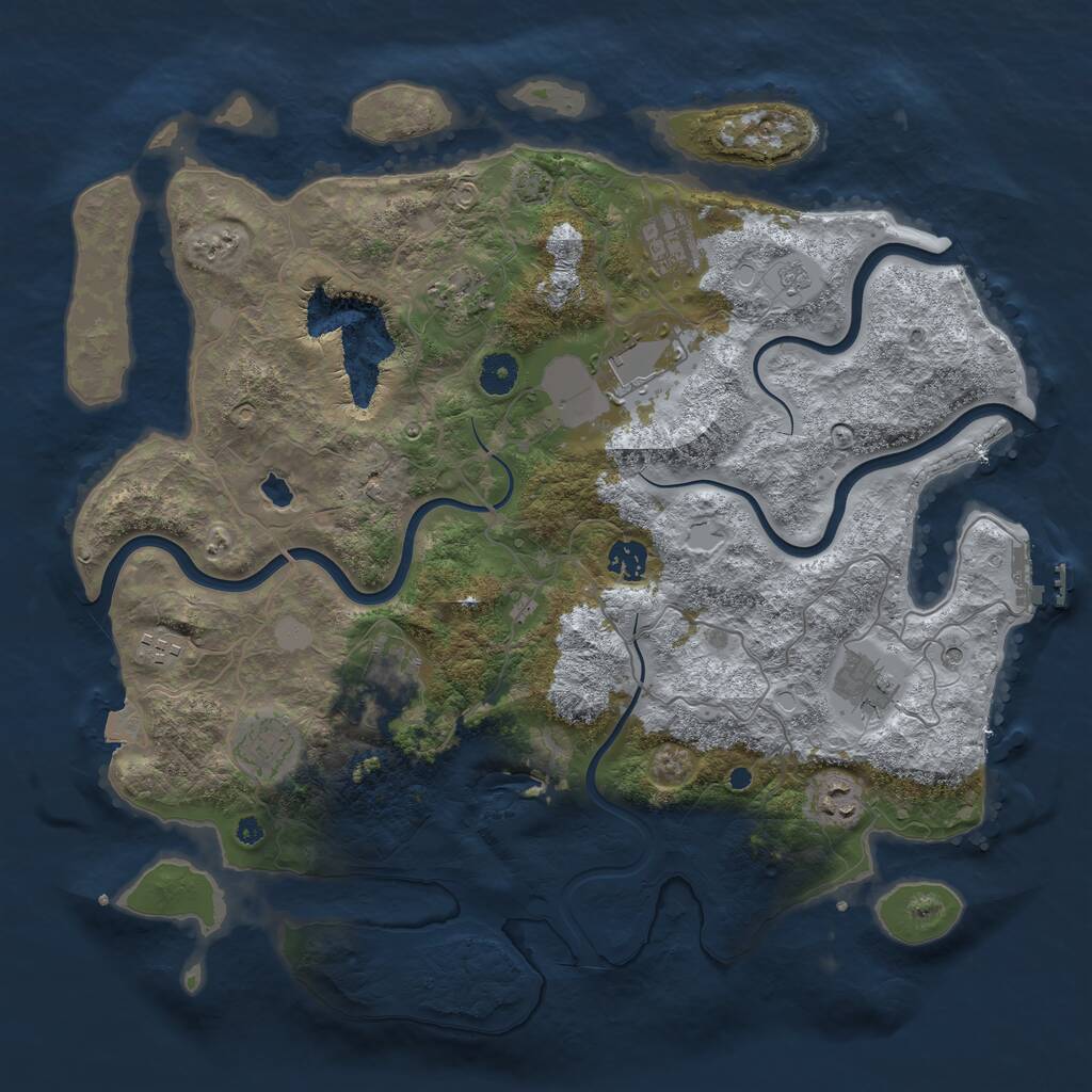 Rust Map: Procedural Map, Size: 4050, Seed: 124485697, 14 Monuments