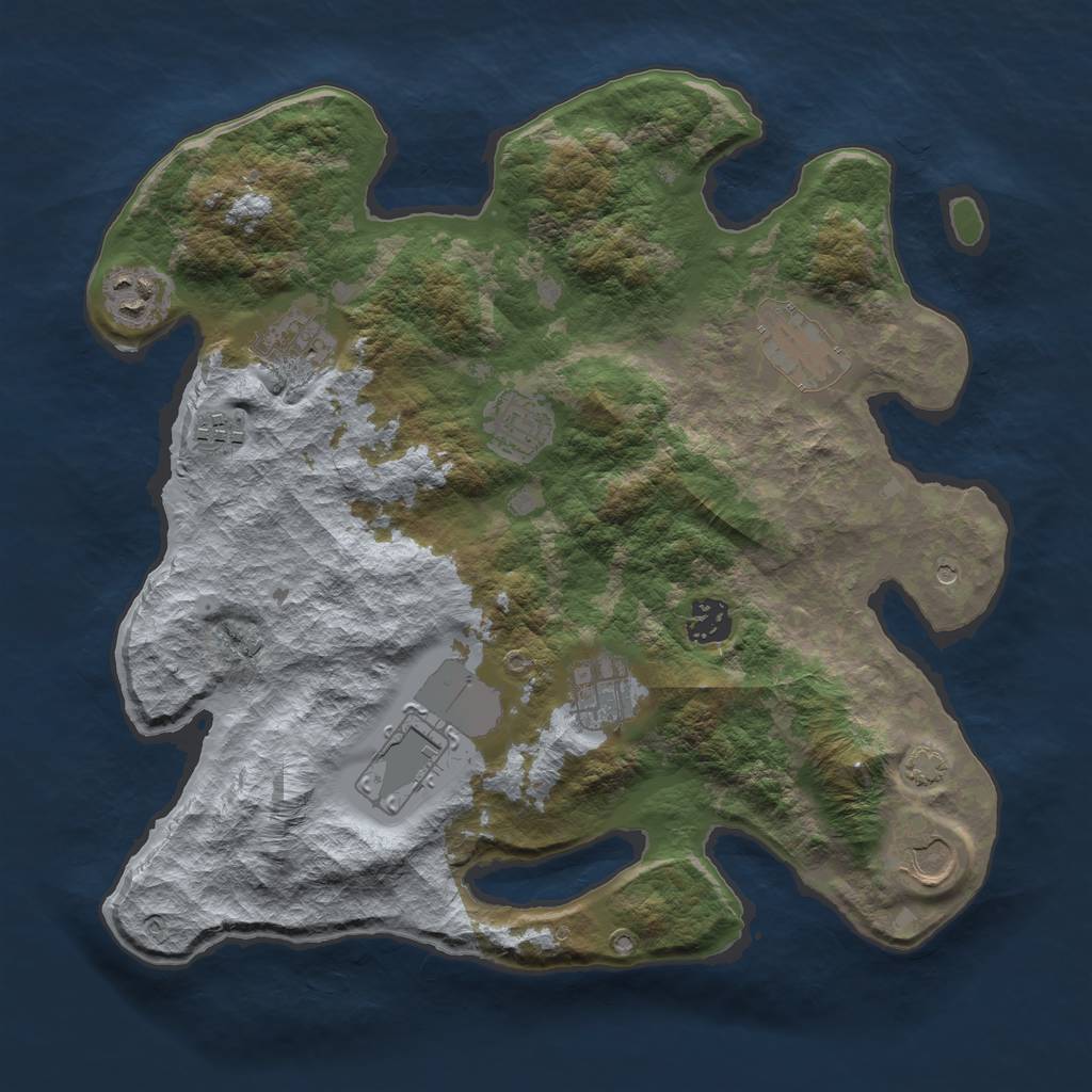 Rust Map: Barren, Size: 3500, Seed: 323984208, 13 Monuments