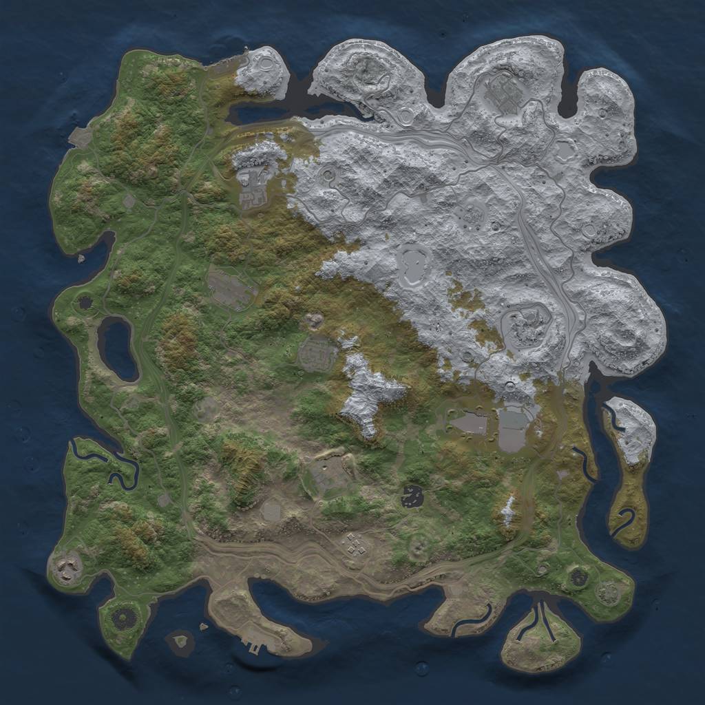 Rust Map: Procedural Map, Size: 4500, Seed: 1245274576, 18 Monuments