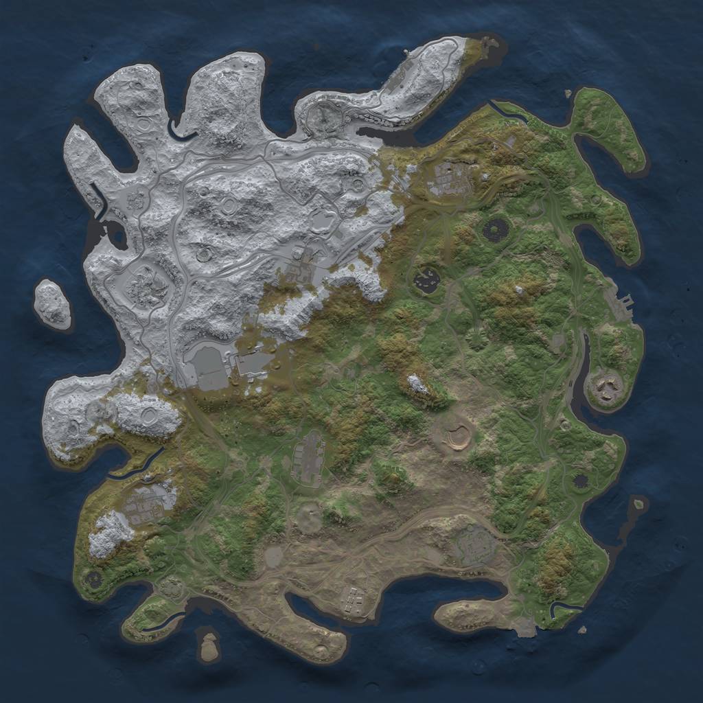 Rust Map: Procedural Map, Size: 4250, Seed: 866049898, 19 Monuments