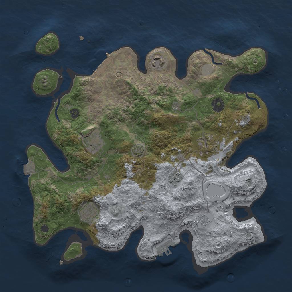Rust Map: Procedural Map, Size: 3200, Seed: 5257, 13 Monuments