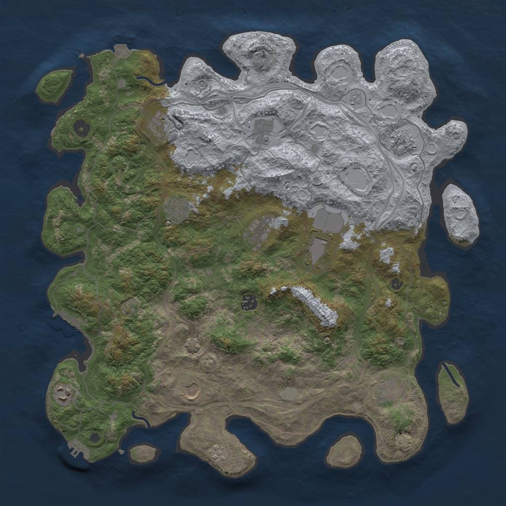 Rust Map: Procedural Map, Size: 4500, Seed: 1133884826, 19 Monuments