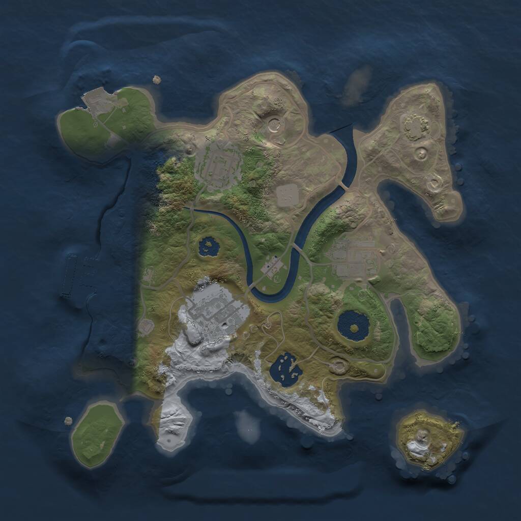Rust Map: Procedural Map, Size: 2500, Seed: 2456229, 8 Monuments