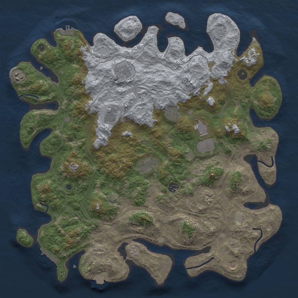 Rust Map: Procedural Map, Size: 4500, Seed: 40001, 18 Monuments