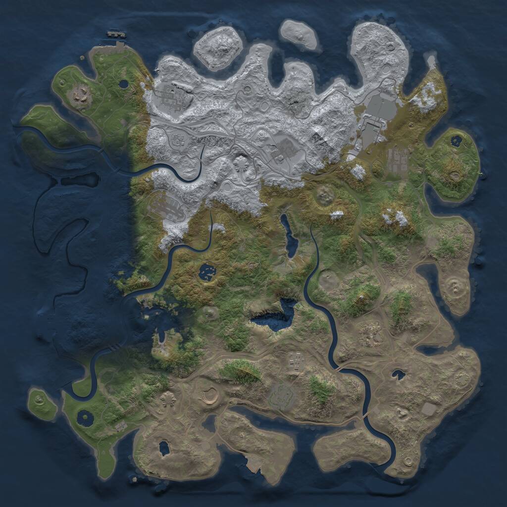 Rust Map: Procedural Map, Size: 4500, Seed: 40001, 17 Monuments