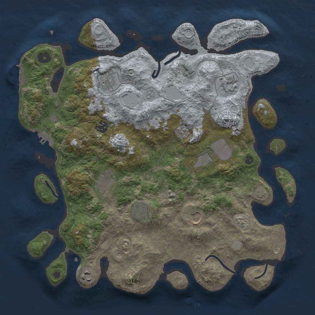 Rust Map: Procedural Map, Size: 3850, Seed: 52238716, 17 Monuments