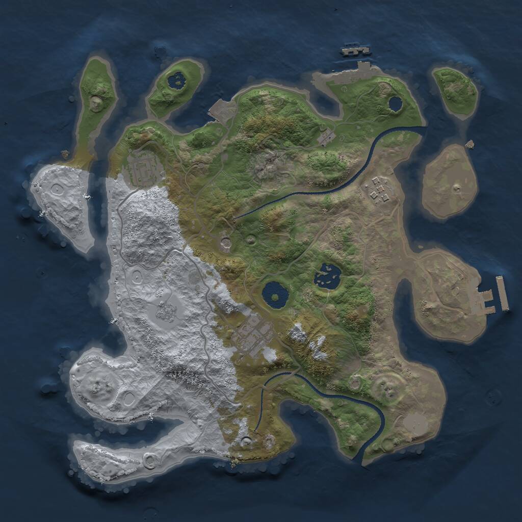 Rust Map: Procedural Map, Size: 3000, Seed: 2029689302, 9 Monuments