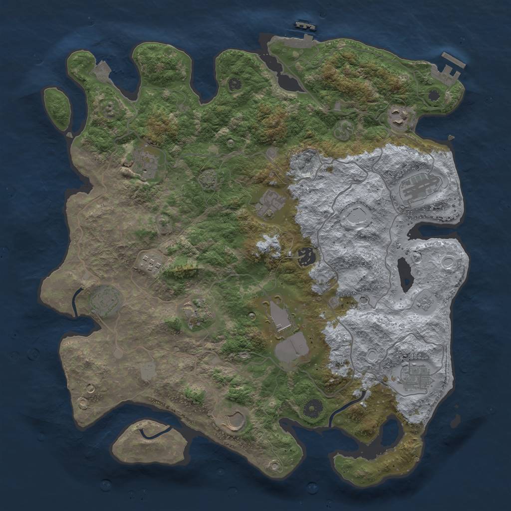 Rust Map: Procedural Map, Size: 4000, Seed: 353590546, 19 Monuments