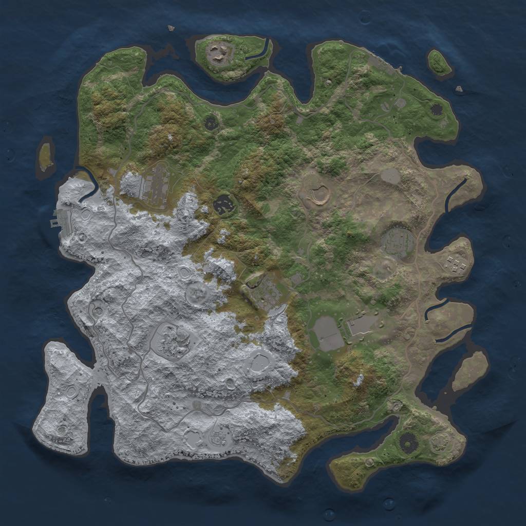 Rust Map: Procedural Map, Size: 4000, Seed: 1325019674, 17 Monuments
