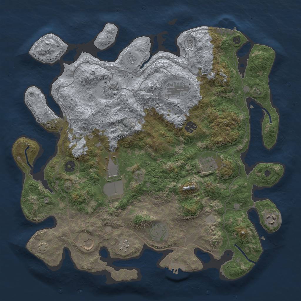 Rust Map: Procedural Map, Size: 4000, Seed: 484940, 17 Monuments
