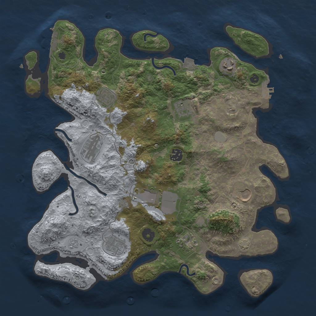 Rust Map: Procedural Map, Size: 3700, Seed: 1629648391, 17 Monuments